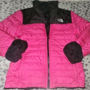 Girl's Barbie Pink North Face Mossbud Reversible Jacket L 14/16